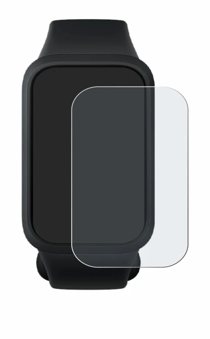 Abbildung des Geräts Xiaomi Smart Band 9 Active mit einer Vielzahl des Displayschutzes.
